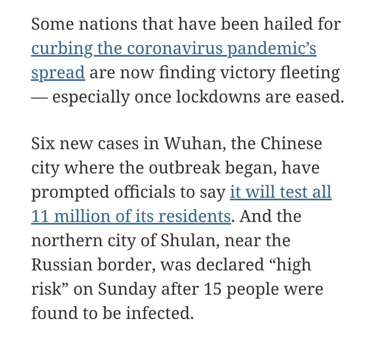 joelgolby's tweet photo. from this morning's New York Times briefing e-mail. can't help but feel that if the countries that attacked co-vid so completely that they kept major cities in single-digit death tolls are seeing a second wave, our 'get a bus to work' initiative might not be such a hot idea https://t.co/EN61J3YjDH