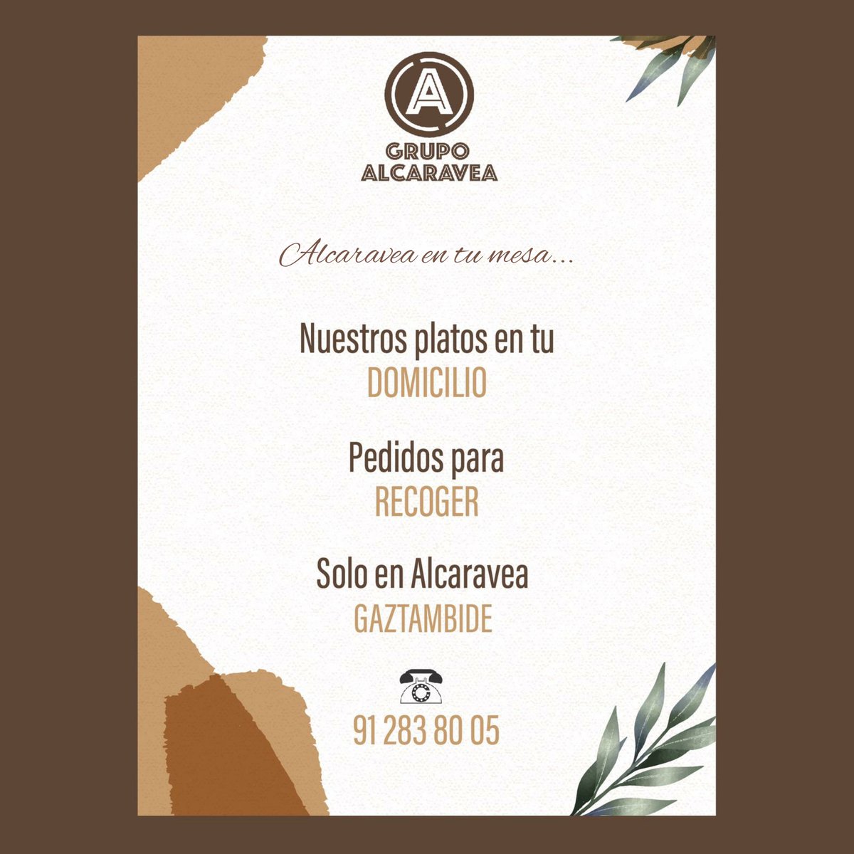 Nos complace anunciaros que a partir de hoy podéis hacer vuestros pedidos y recogerlos de martes a domingo en Alcaravea Gaztambide
☎️ 91 283 80 05
🍽 Nuestra carta para llevar alcaravea.com/para-llevar/
#GrupoAlcaravea #ParaLlevar #Restaurantes #RestaurantesMadrid #Chamberi #Madrid