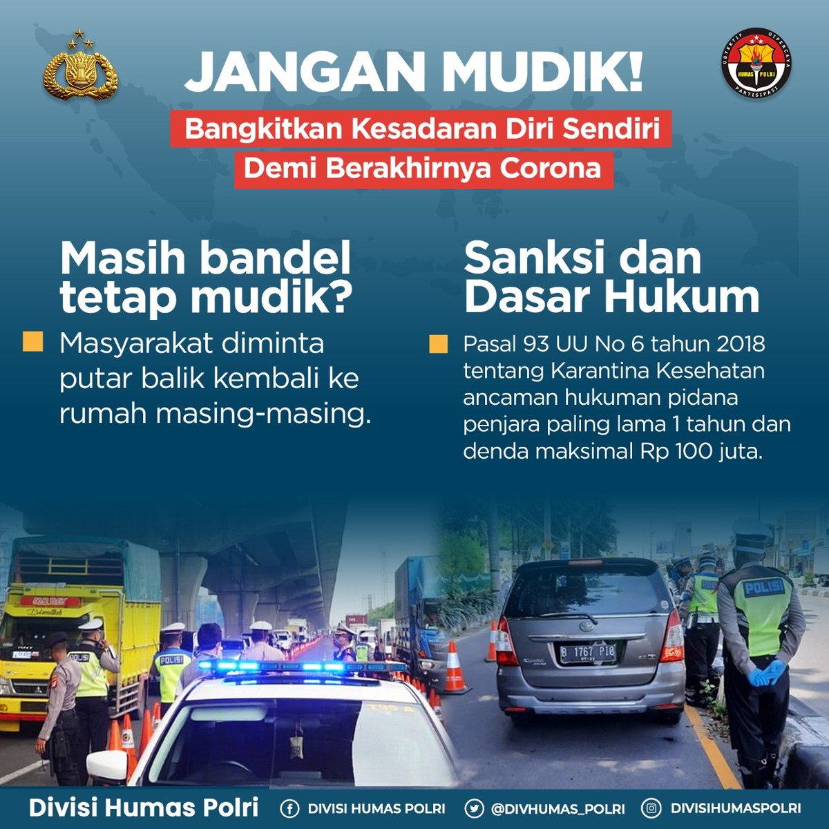 Hans_anshory's tweet photo. JANGAN MUDIK!
Bangkitkan Kesadaran Diri Sendiri Demi Berakhirnya Corona

#StopMudikCegahCovid19 https://t.co/Gkt3GKZftZ