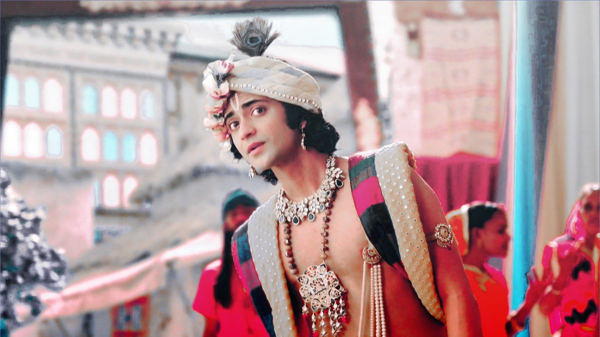 "mujhe meri radha ko dekh toh lene do, pata nahi prithvilok mein kaise dikhti hogi" #RadhaKrishn