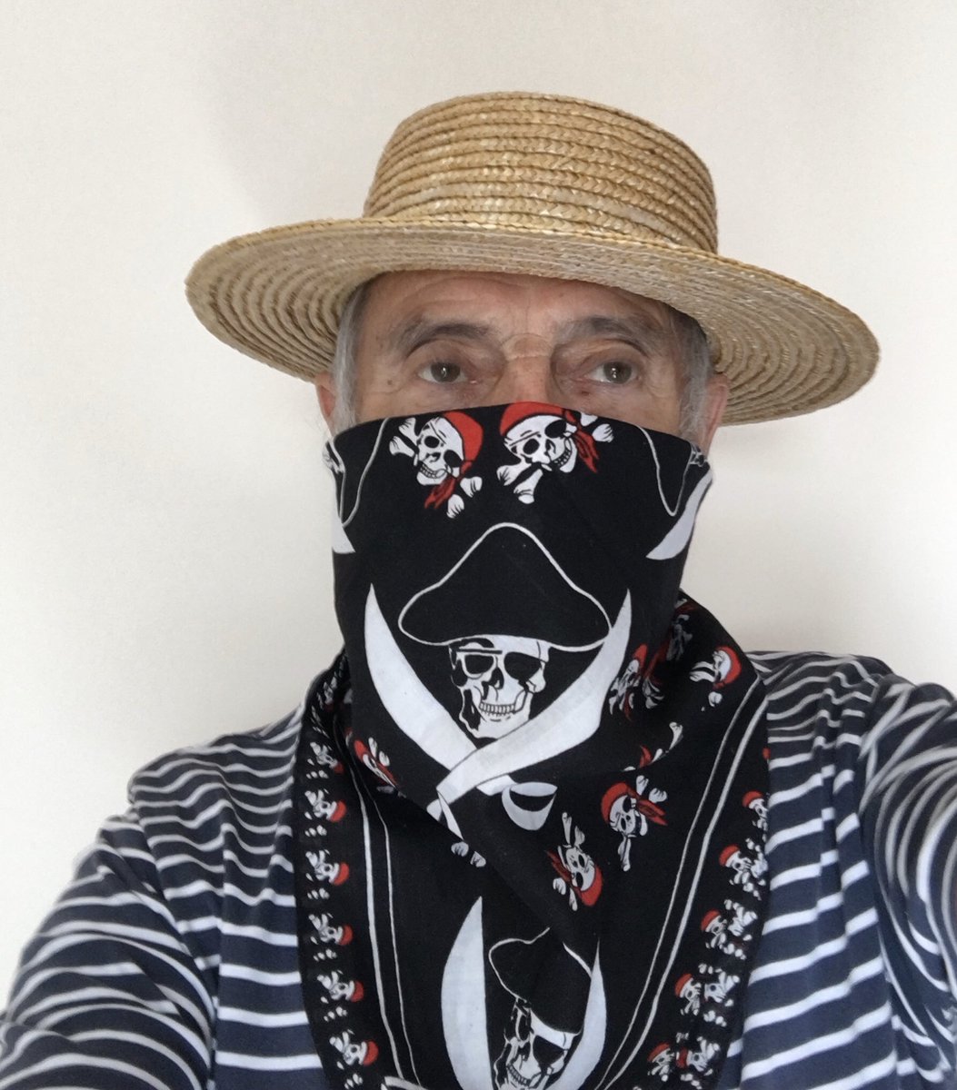 ProustM's tweet image. I knew my #pirate scarf would find a use eventually. #Covid19 #ProtectiveMask