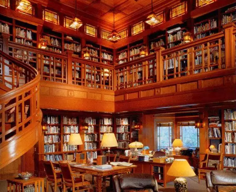 Another, different, but equally fake "Bill Gates's library" photo. https://www.chinadaily.com.cn/world/2015xivisitus/2015-09/23/content_21959350_7.htm#Content