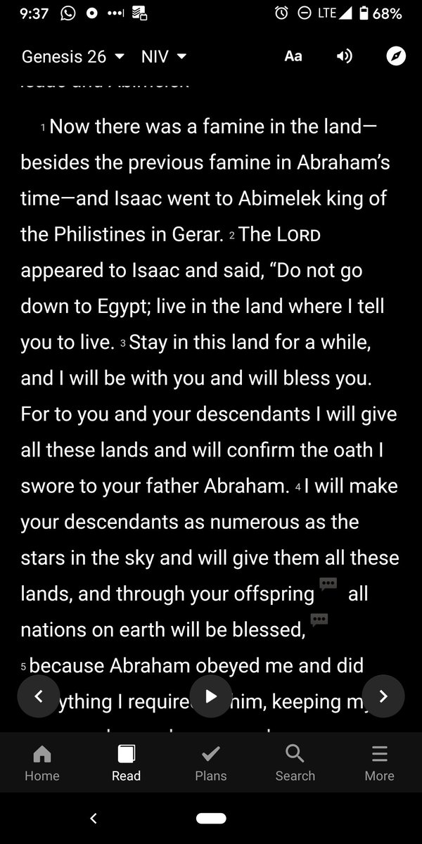 Famine in the land. My guy Isaac wanted to do the logical thing. Go to Egypt where the Nile will always supply water. Not so? God is like TRUST ME