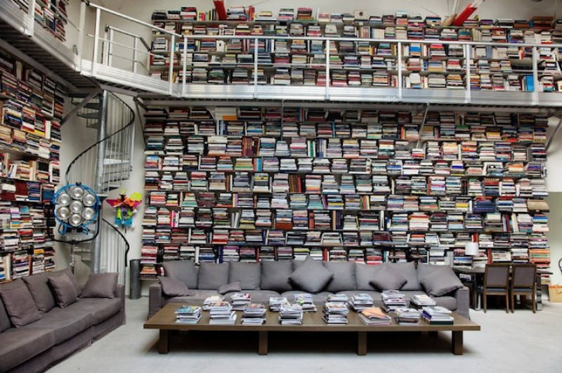 Very occasionally, a famous person's library does in fact look exactly just how you hope it would look - this is Karl Lagerfeld's library.
