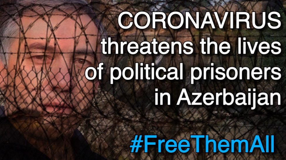 EminHuseynovAZ's tweet photo. Mass infection of #COVID19 in prisons began. AZgov threaten the lives of more than 100 political prisoners & thousands of others who have not committed serious crimes. #Azerbaijan @presidentaz #FreeThemAll @mbachelet @Dunja_Mijatovic @harlemdesir @PenalReformInt @who @ICRC @coe https://t.co/AuSbghOMKI