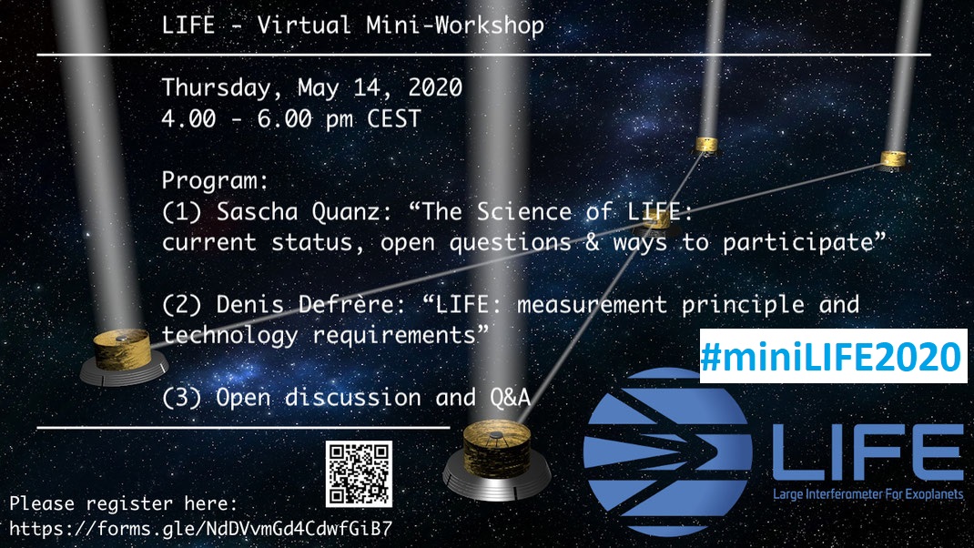 Super excited for my big day tomorrow: a virtual mini-workshop introducing myself to colleagues from all over the world. Still time for you to register: bit.ly/miniLIFE2020Reg . See you tomorrow and follow our hashtag #miniLIFE2020.

#exoplanets #astrobiology