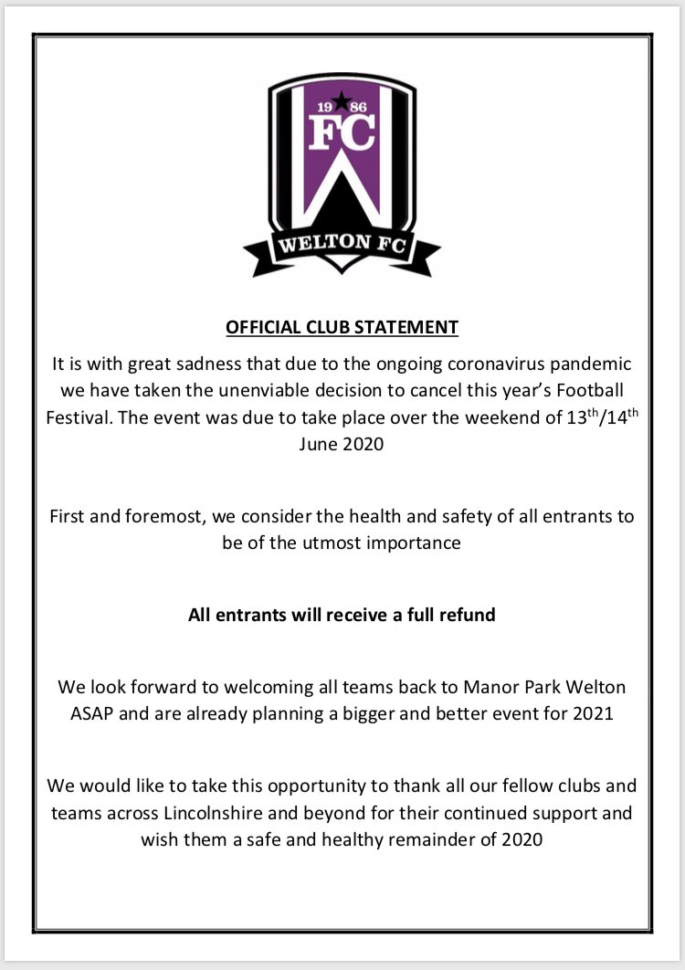 Good morning. Official club statement below. PLEASE RT <a href="/midlincsfooty/">Mid Lincs Football</a>