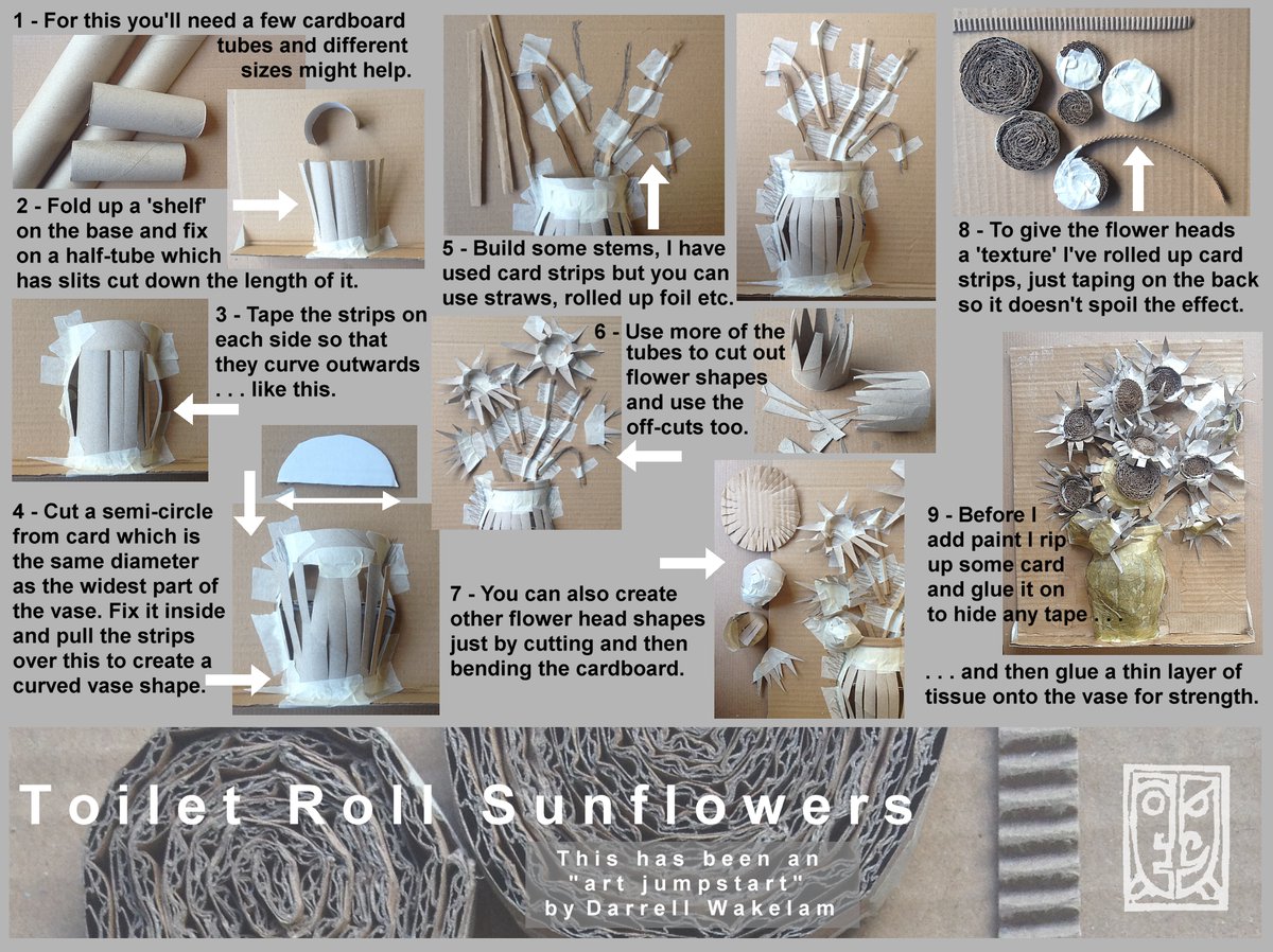 Hi Twitter. Day 48 of my free #Lockdown friendly art ideas is ‘Toilet Roll Sunflowers’. View them all on my Twitter or at #ArtJumpstart. Please RT those you like so more kids can enjoy them. #Homeschooling <a href="/jabbawocky__/">Just me'n'my girl!</a> <a href="/TheBookWhisper2/">TheBookWhisperer</a> <a href="/gdmorewood/">Gareth D Morewood</a> <a href="/Lea_Forest_HT/">@lea_forest_ht</a> <a href="/dimchurch/">JimmyD 🙋‍♂️</a>