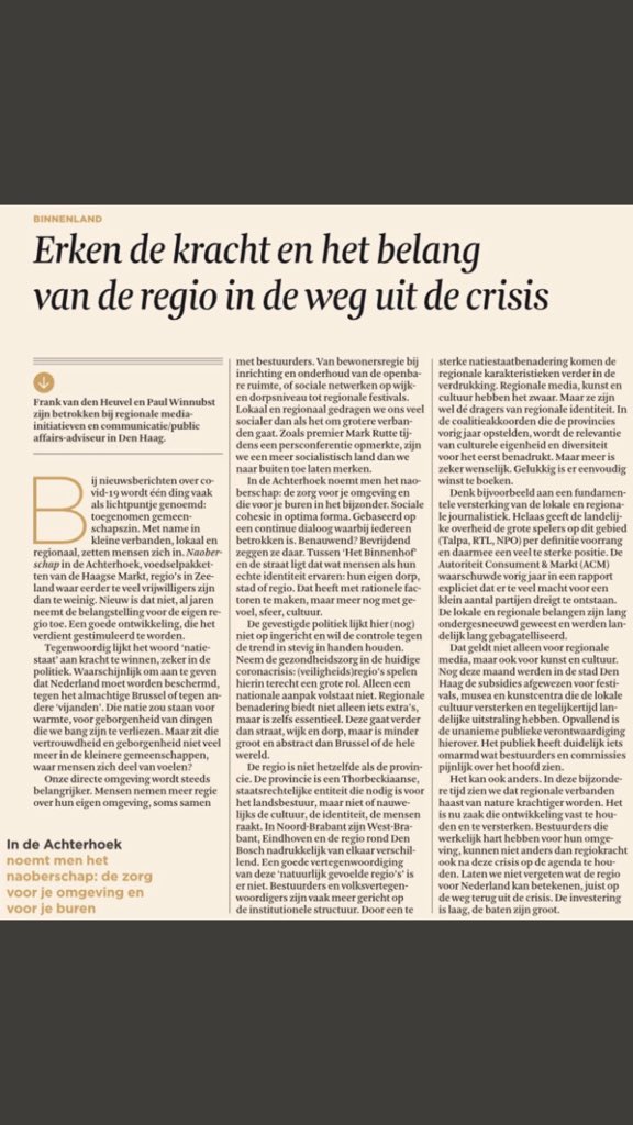 Erken de kracht en het belang van de #regio in de weg uit de crisis samenuitdecrisisregiozwolle.nl @RegioZwolle