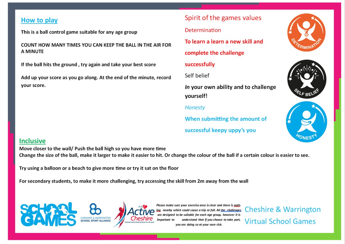 CWSchoolGames's tweet photo. Here’s our 3rd Cheshire &amp; Warrington virtual School Games event for 2020 ... VOLLEYBALL! Submit videos via Twitter,Facebook,Instagram or email your SGO by 1st July. Tag in your local SSP, looking forward to seeing your videos! @ActiveCheshire #cheshirevirtualgames #StayInWorkOut https://t.co/pKHYUiRrhR