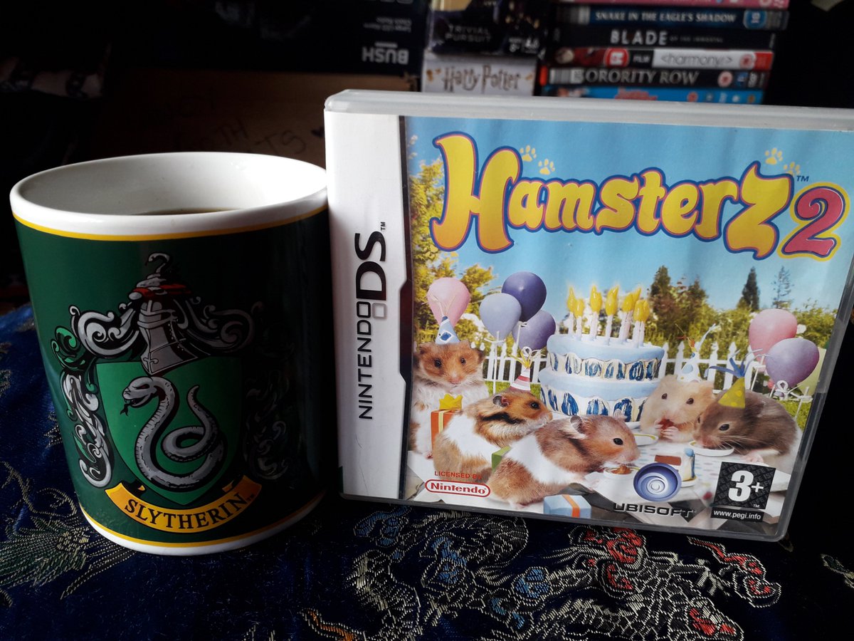 VenusDeVilo's tweet photo. Morning coffee while I review the most hardcore and legendary video game in the world! 😉 #Coffee #hamsters #Slytherin https://t.co/lVa9qzw4Bu