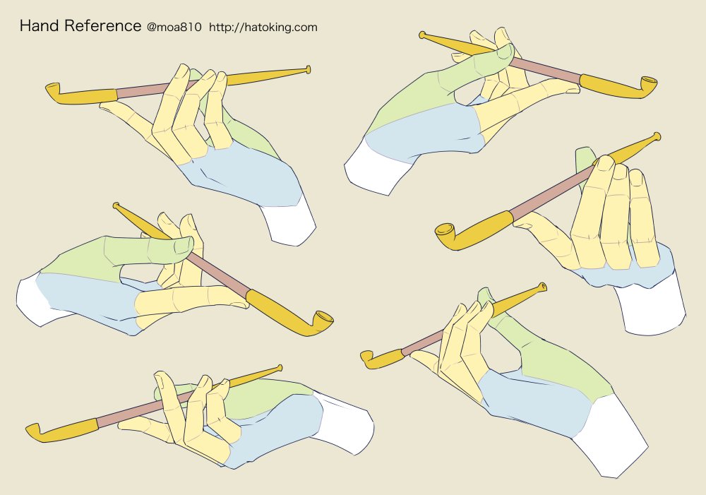 Moa トレスokな手のイラスト資料集に パイプ Tobacco Pipe を追加しました 紙巻きタバコや煙管は過去ログ参照 Hand Refs For Artists T Co wjw0jtjn