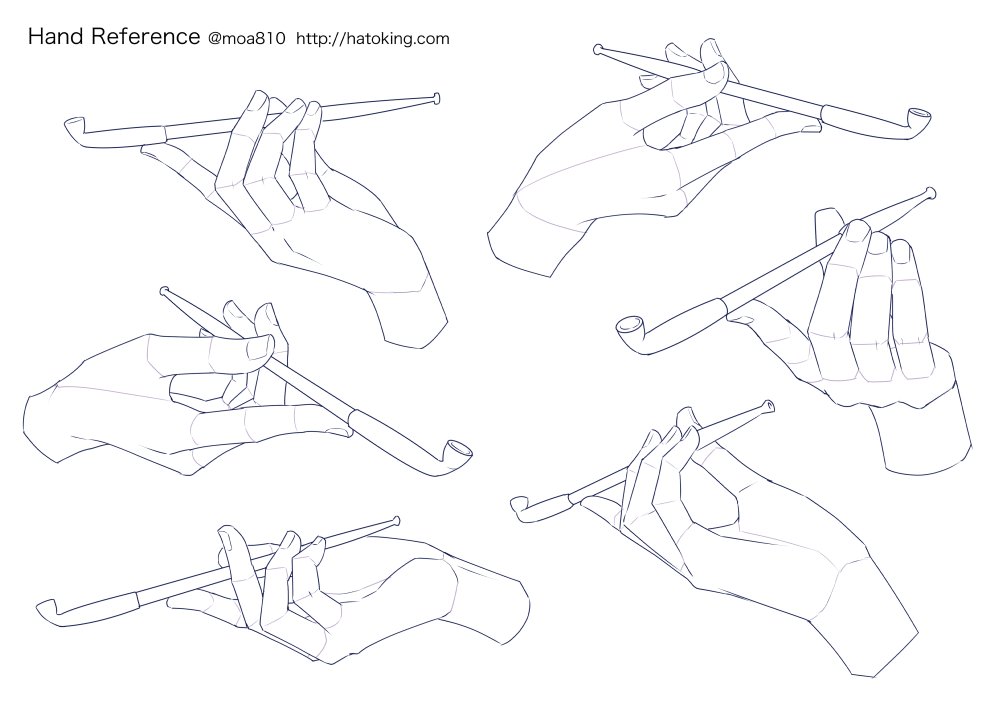 Moa トレスokな手のイラスト資料集に パイプ Tobacco Pipe を追加しました 紙巻きタバコや煙管は過去ログ参照 Hand Refs For Artists T Co wjw0jtjn