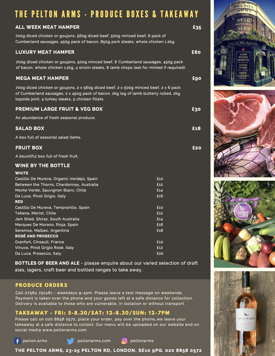 peltonarms's tweet photo. 🍏Place your orders for fresh produce boxes #fruit #veg #salad #meathamper #wine #beer - call 07564 752461 for orders! Treat yourself to a takeaway Thursdays + weekends - call the pub on 020 8858 0572 for takeaways #local #beer #wine #Takeaway 🍻missing you all! Keep it local 🙏 https://t.co/MJT4x5efuU