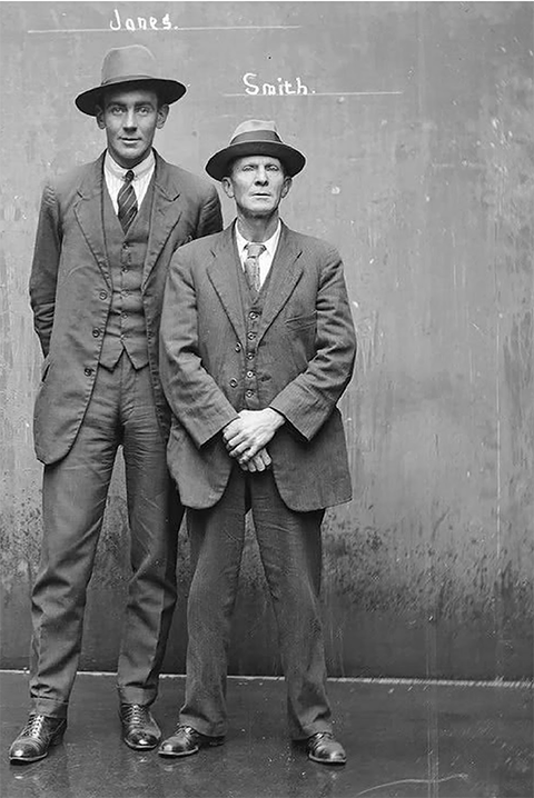 fotorevamp's tweet photo. Smith and Jones, a recent revamp of a classic vintage Mugshot #VintageMugshots #damagedphoto #photorepair #oldphoto #photography #photoediting #vintagephoto #photorestoration #colorizing #Colorized #photocorrection https://t.co/v5jJd9LGAZ