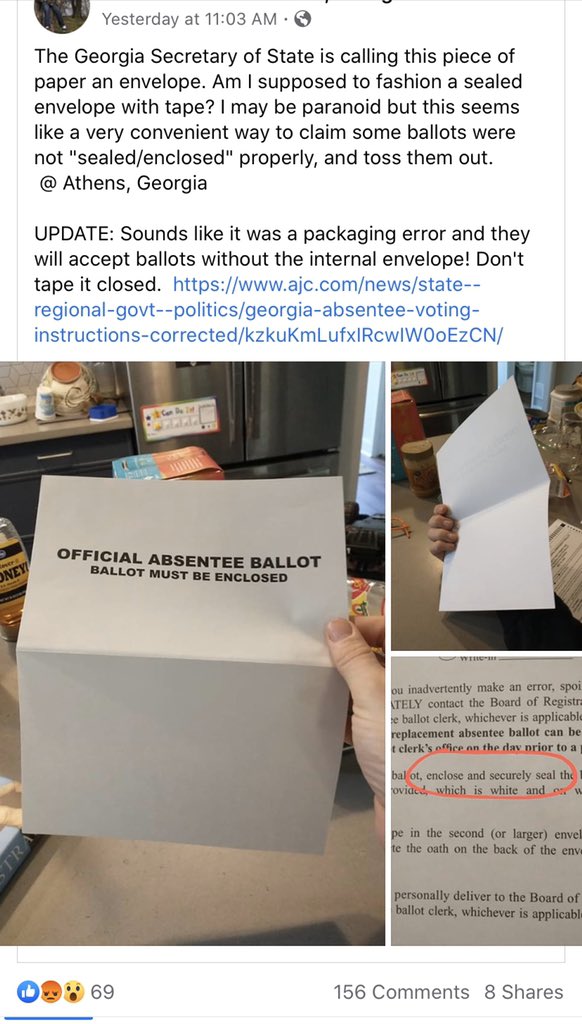 STEP 3: Send ballots with accompanying instructions that are FLAT OUT WRONG, and issue no public statement or education materials to assist confused voters. It’s fine. The counties can answer calls about this too. 6/