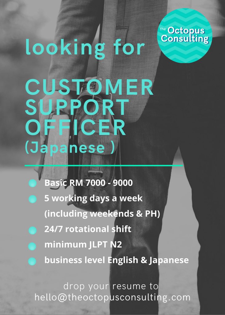 yihan1024's tweet photo. Konnichiwa. Looking for potential candidates to join as Japanese speaker customer service at Kuala Lumpur, Malaysia. Ping me if you are interested at yihan2410@gmail.com @MauKerjaMY @malaysiajobs @SelangorJobs @jawatannkosong @jawatan #japanesespeaker #malaysiajob #japanese https://t.co/UKprm37DAc