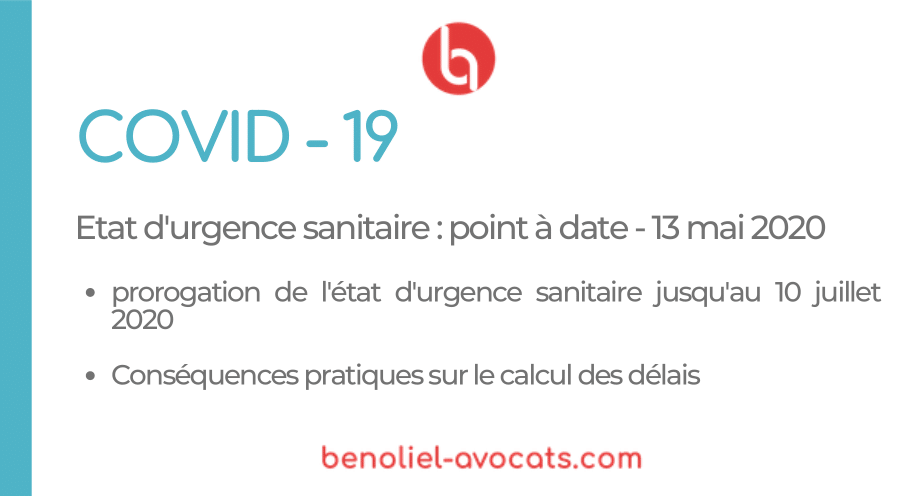 BaAvocats's tweet photo. L'état d'urgence sanitaire, initialement fixé jusqu'au 24 mai, vient d'être prorogé jusqu'au 10 juillet 2020. 

Cette prorogation entraîne la modification des délais procéduraux établis par l'ordonnance n°2020-306. 

Notre billet à lire sur la page LinkedIn du Cabinet https://t.co/aHezv8mhLy