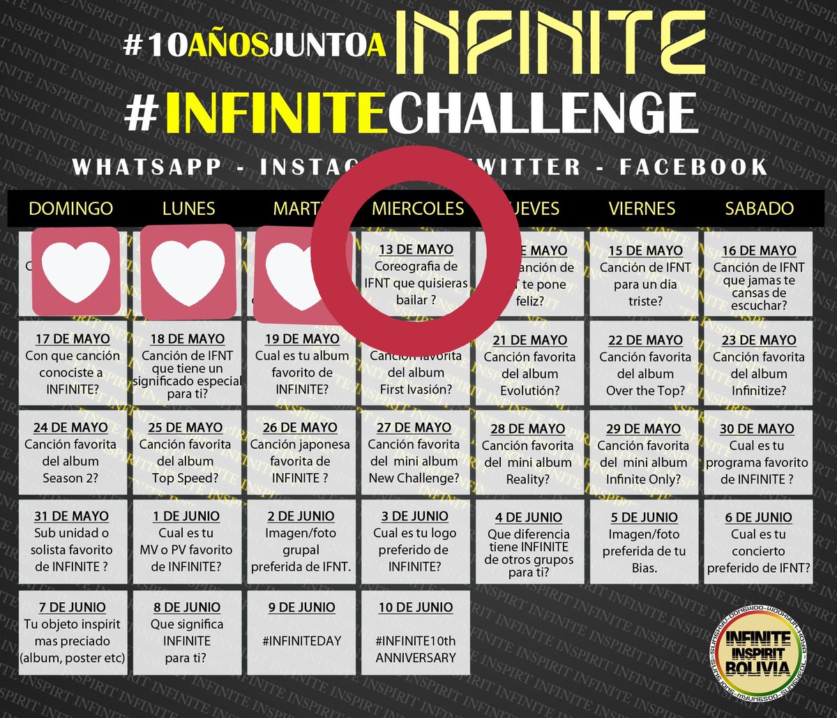 InfiniteBolivia's tweet photo. DIA 4! COREOGRAFIA DE #INFINITE q quisieras bailar? / Recuerda etiquetarnos y realizar la actividad en todas tus redes! 
#10AÑOSJUNTOAINFINITE
#INFINITECHALLENGE
#인피니트
#인스피릿
#Pearlmetalgold @woollim_ent https://t.co/x9e1hXei4b