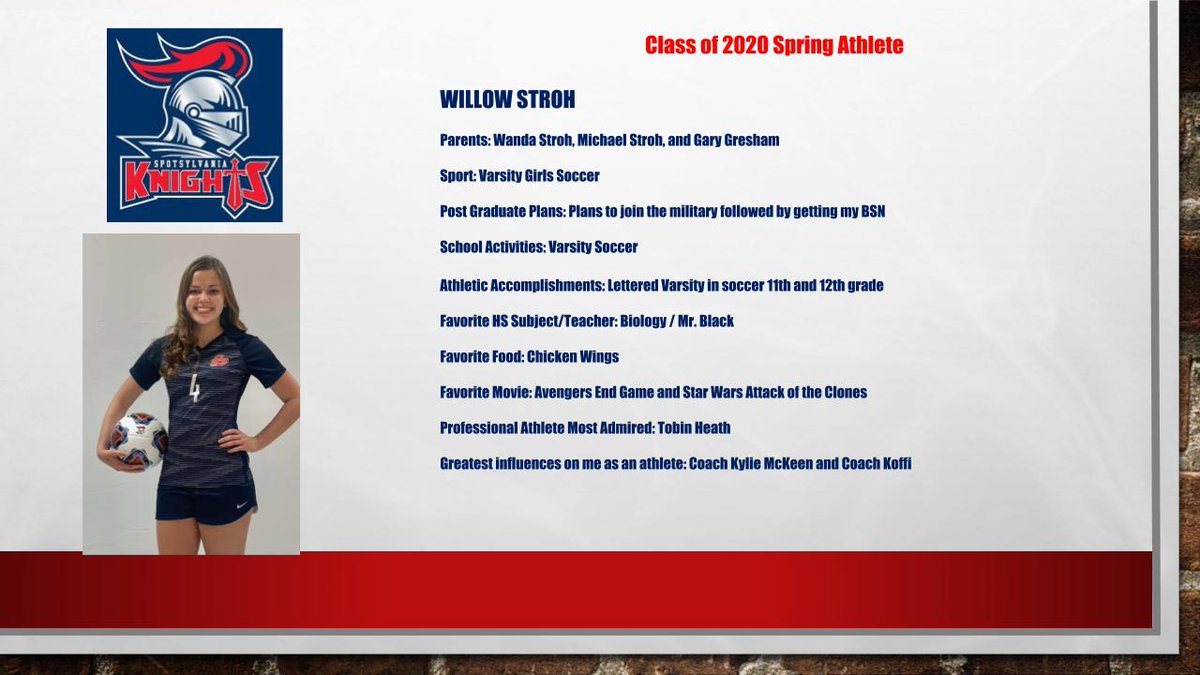 Willow Stroh - Class of 2020 <a href="/SpotsyGsoccer/">Spotsy Girls Soccer</a> <a href="/KnightsWatchSHS/">Knights Watch</a> #uKNIGHTed