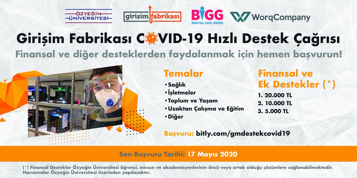 girisimfabrika's tweet photo. ⚕️Sağlık
🛍️İşletmeler
👥Toplum ve Yaşam
💼👩‍🏫👨‍🏫Uzaktan Çalışma ve Eğitim ile diğer alanlarda #Covid_19 'un etkilerini azaltacak, @ozyeginuni paydaşları öncülüğünde geliştirilecek etki odaklı
çözümleri desteklemeyi amaçlayan 
çağrıya başvuru için acele edin!
https://t.co/8ITd7rwzZG https://t.co/kmpRixDyil