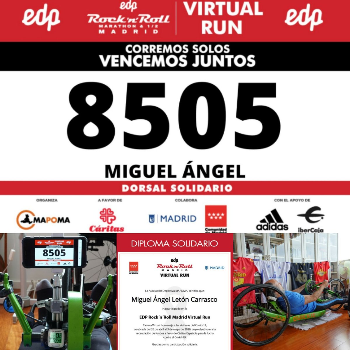 FundDyD's tweet photo. ¡Ni estando confinados olvidamos las carreras! Nuestro equipo de handikes @elcorteingles participó en la #MadridVirtualRun para recaudar fondos contra el COVID-19, contando con una participación histórica. ¡Gracias a todos por vuestros kilómetros y uniros a este reto! https://t.co/eOjWOEccAr