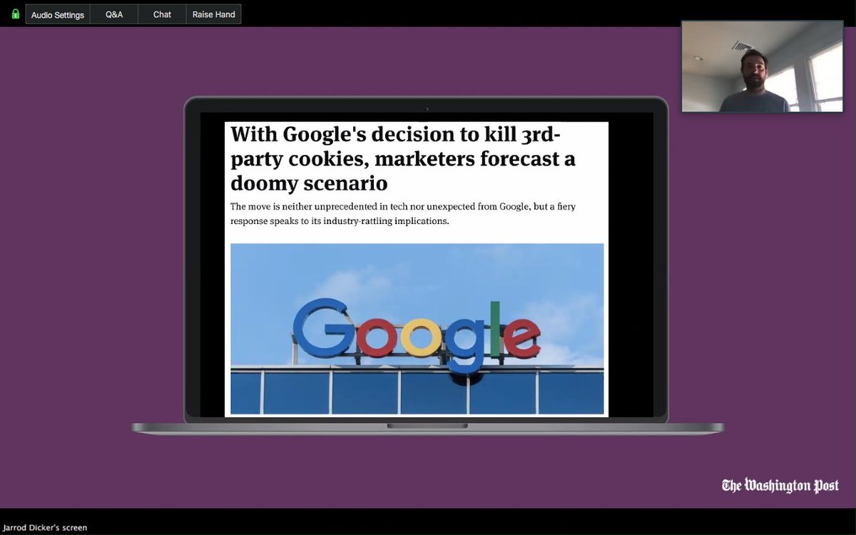 INMAorg's tweet photo. .@Google has announced plans to sunset cookies by 2022, and other browsers are creating their own individual plans for how to address cookies. "There's going to be a significant change in the media landscape very soon," @jarroddicker of @washingtonpost said at #INMA2020. https://t.co/BfYBtjKsxz