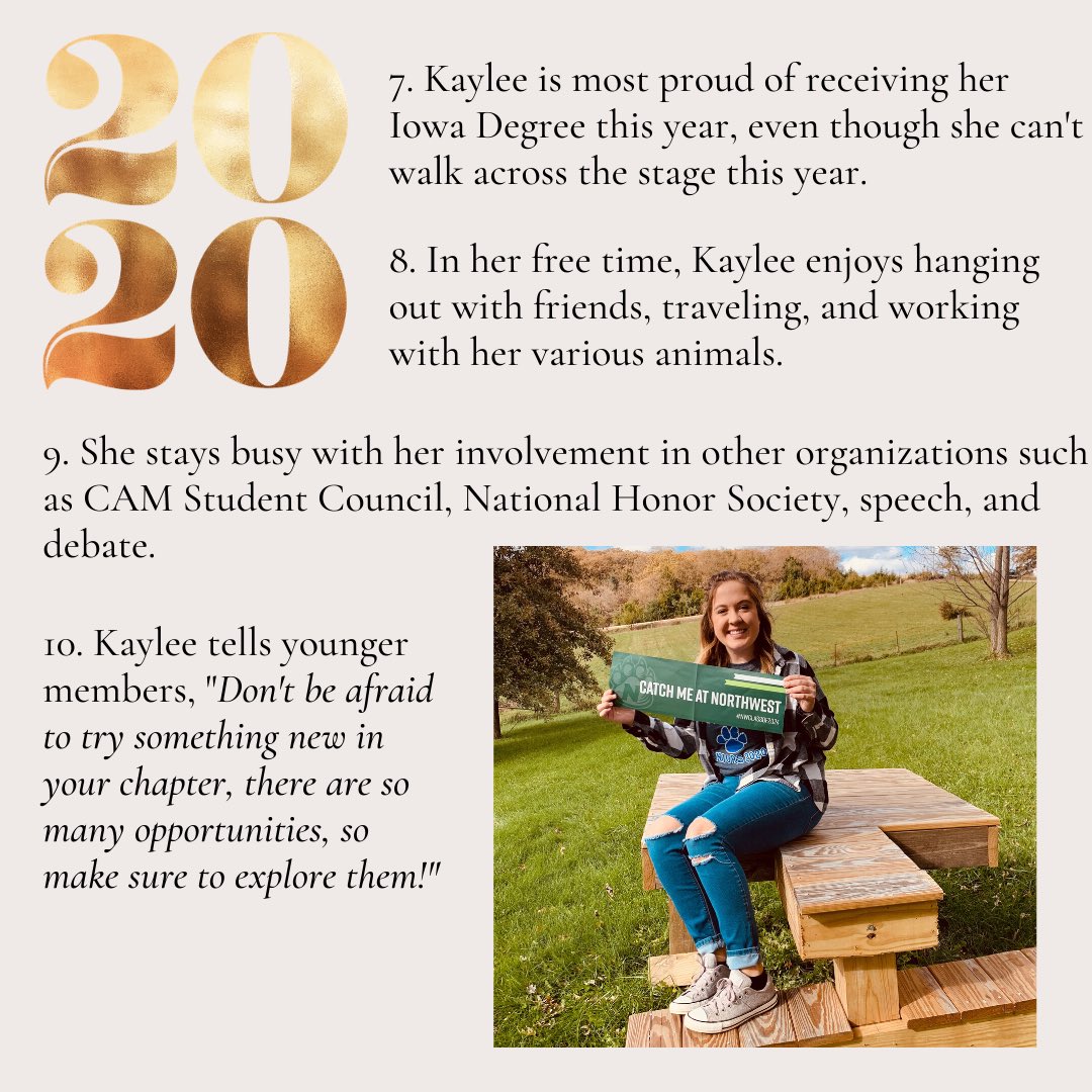 Kaylee Hardin, from the CAM FFA Chapter, is the next senior we would like to recognize. Thank you for all of your hard work and we wish for the best of luck in the future!