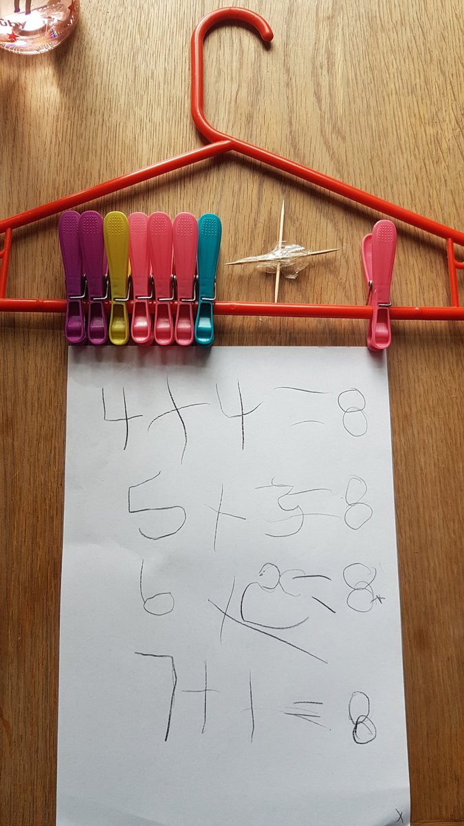 OriginalSHunter's tweet photo. Effie found 8 unicorns 🦄 we also practised making 8 with different sums, using pegs. @CwmbachPri https://t.co/UVCfGSyh2J