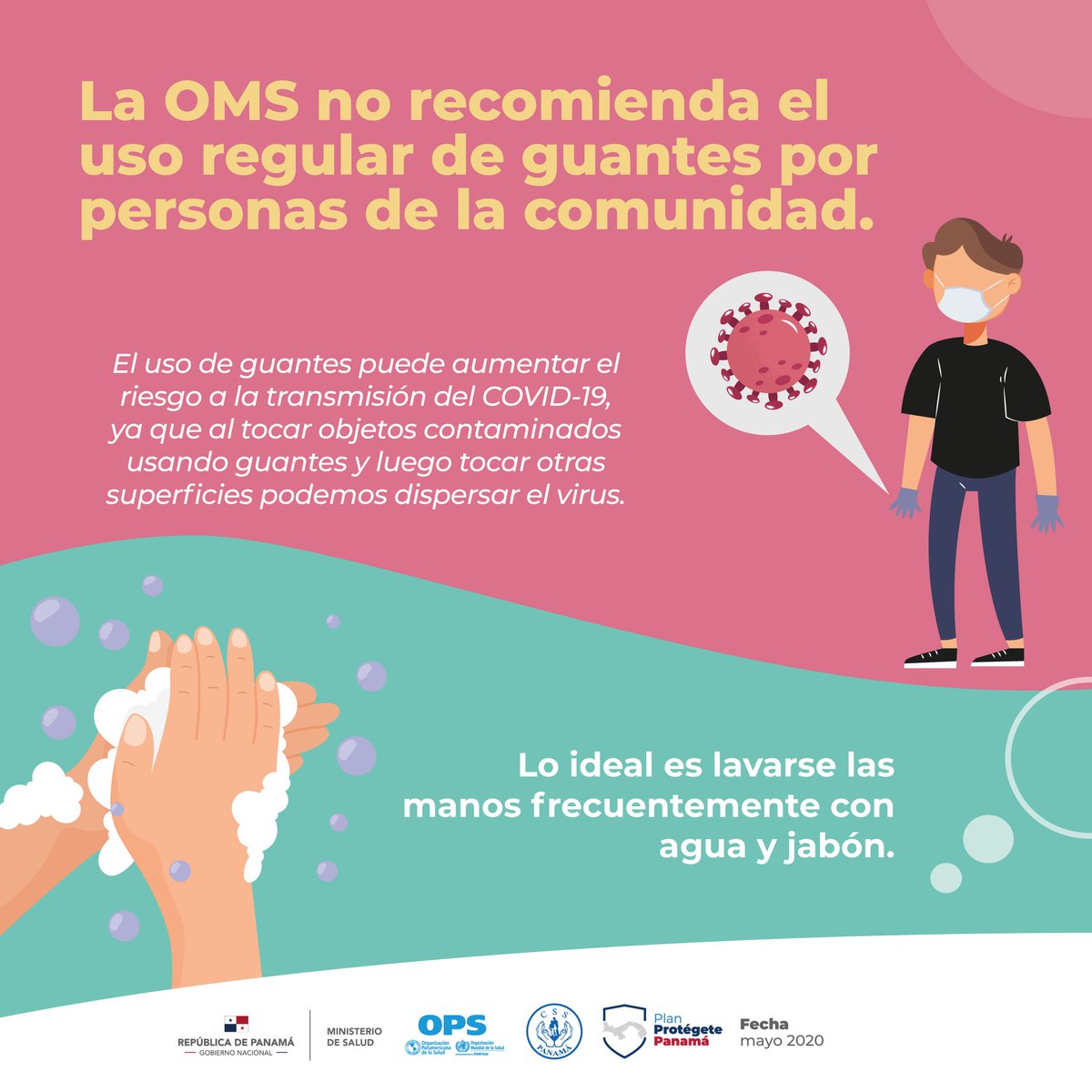 migracionpanama's tweet photo. La higiene adecuada y frecuente de manos es más eficaz que los guantes. Estos pueden tener las mismas posibilidades de contaminarse que la piel y para evitar un posible contacto en caso de estar infectados, hay que saber quitárselos de forma adecuada.

#ProtégetePanamá https://t.co/qVMuxUdLuU