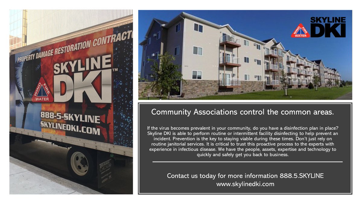 SkylineDKI's tweet photo. Community Association Managers - do you have an Emergency Disinfection Plan (EDP)? Let's discuss this today and put a plan in place. 888.5.SKYLINE
#disinfectionplan #communityassociation #commonareas #steramist #skylinedki #healthandsafety #protectyourcommunity #fast #effective https://t.co/CngMr3k0I2