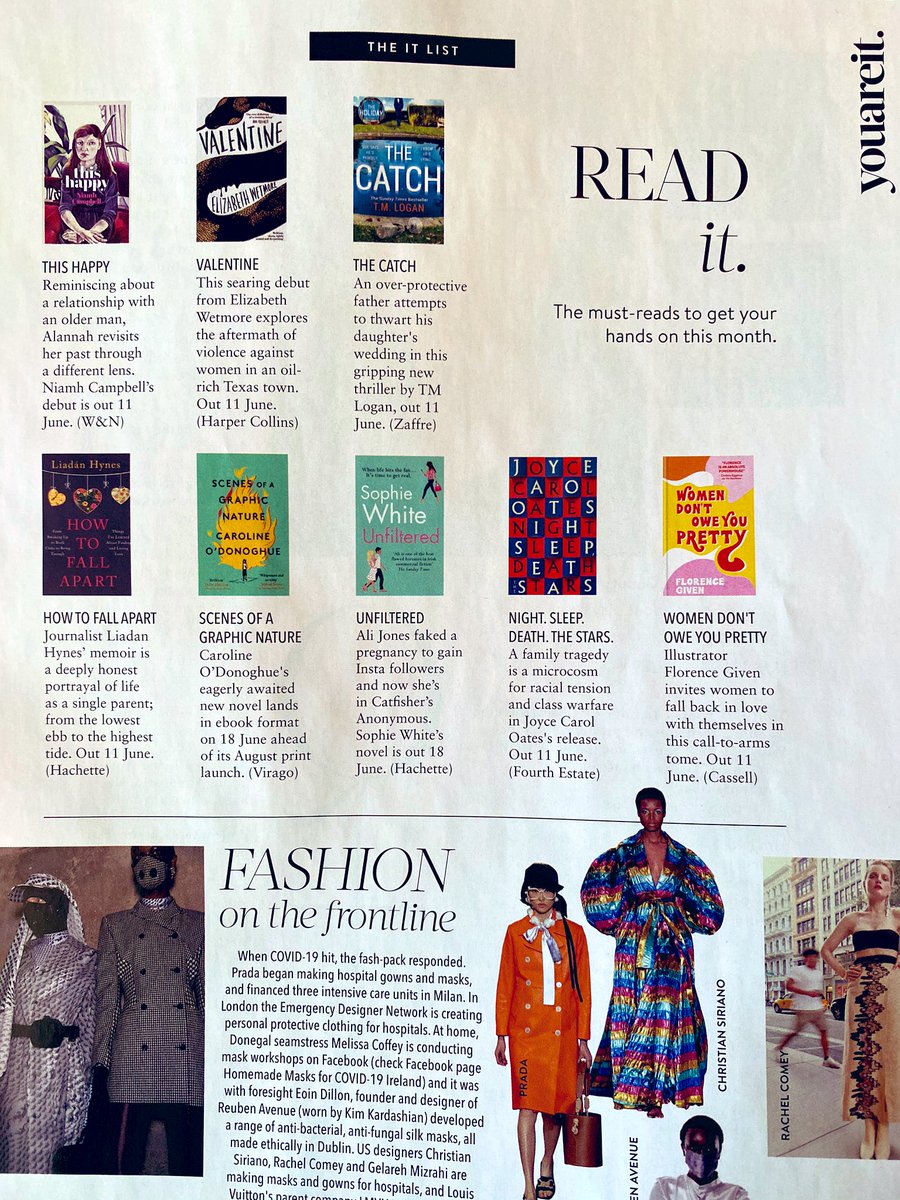 ElaineEgan_'s tweet photo. .@irishtatler has you covered, exciting fiction/non-fiction coming your way in June ๐. #Unfiltered by @SophWhiteWhoop , #HowToFallApart by @liadanhynes #ThisHappy by @CampbellNiamh #WomenDontOweYouPretty @Octopus_Books & the eBook of @Czaroline #ScenesofaGraphicNature https://t.co/xdTA6whjMN
