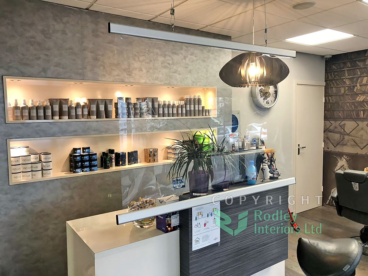 rodleyinteriors's tweet photo. Our virus protection screens are the perfect solution for hair and beauty salons to offer protection. They can be cleaned using anti-bacterial products, are lightweight and have a top hung system so are not intrusive in your working environment.  #coughscreens #sneezescreens https://t.co/9k6CFpZqxG