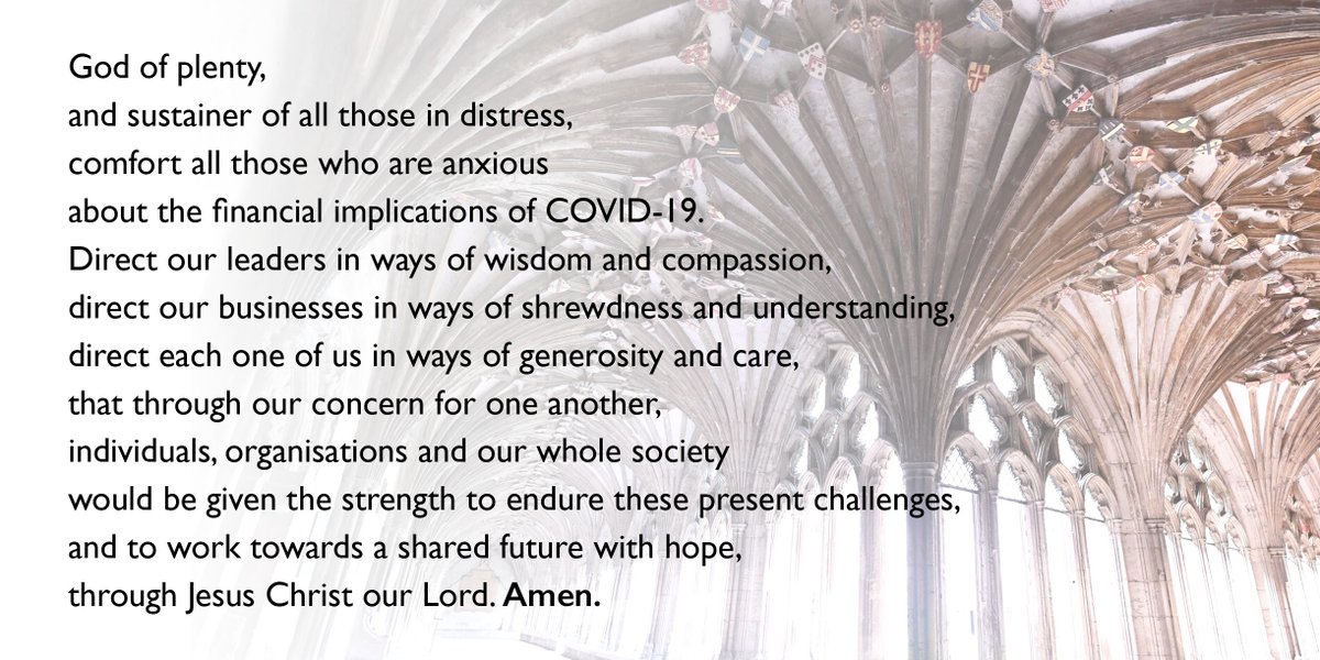 CburyCathedral's tweet image. We pray today for all those suffering from #COVID19, and especially today for all those concerned about the financial impact of the virus on their lives.