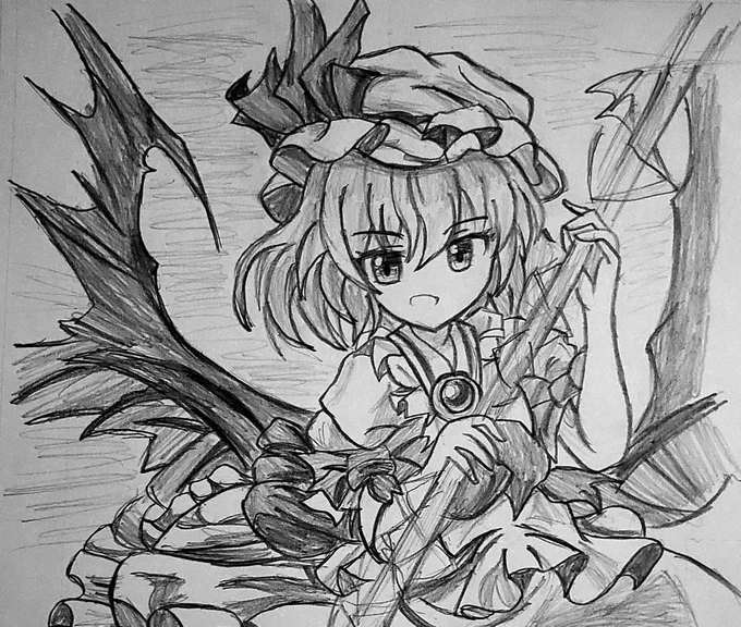 鉛筆1本描き
2時間で描いたレミリア・スカーレット
#お絵かき好きさんと繋がりたい
#東方好きと繋がりたい 