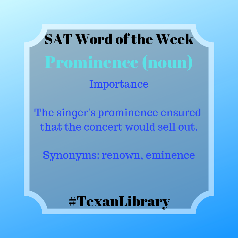 SRTexanLibrary's tweet photo. We may not be at school, but #TexanLibrary is still dedicated to helping prepare SRHS students to be #CollegeCareerAndWorldReady Here is the Wednesday #SATWordoftheWeek because normal life will resume eventually... #pisdREADS https://t.co/tVaZA0s0xt