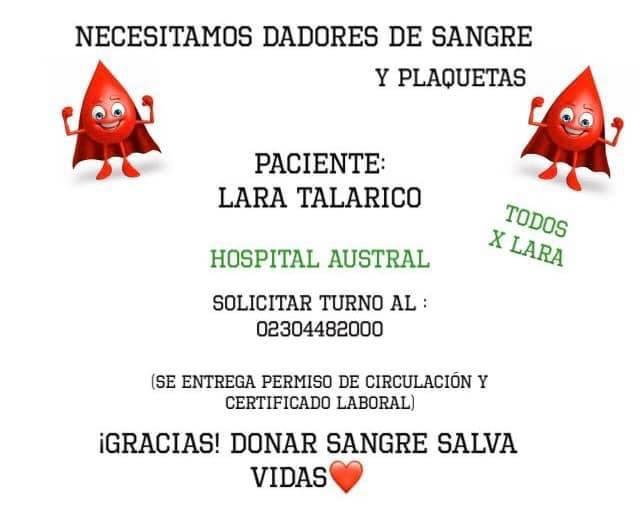 CuervosFrancia's tweet photo. Para ayudar a Lara, necesitamos dadores de sangre y plaquetas en el Hospital Austral.
A los que se puedan acercar, muchas gracias !!

#MasQue90Minutos
@PeniasCASLA https://t.co/6LnMY91mQ7