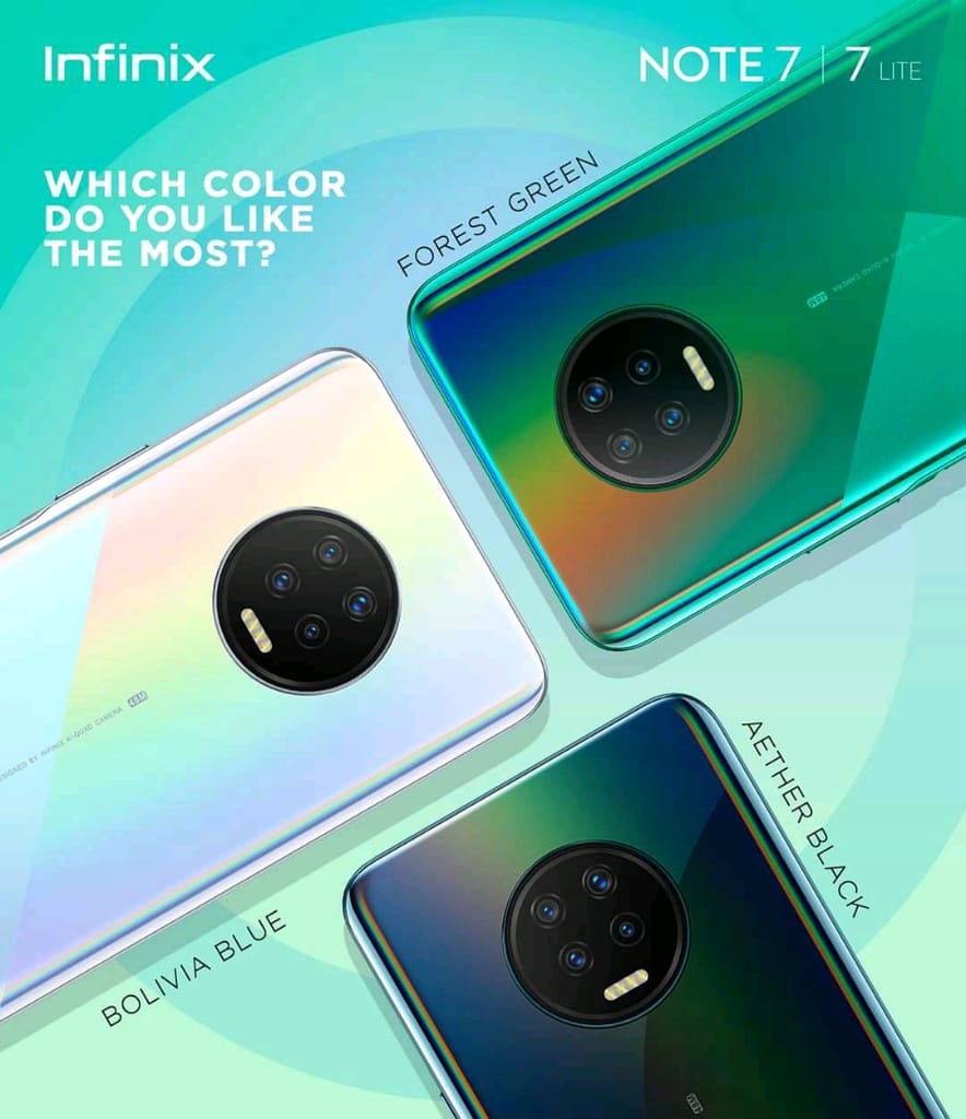 InfinixBae's tweet photo. The colours are so eye catching,, is it the forest Green? Bolivia Blue? Aether Black wats your choice?

#infinixNote7
#exploretheNote7
#Gobeyondperformance
https://t.co/LFx3MA1Pv1 ur order now https://t.co/8Y5qBrFHQE