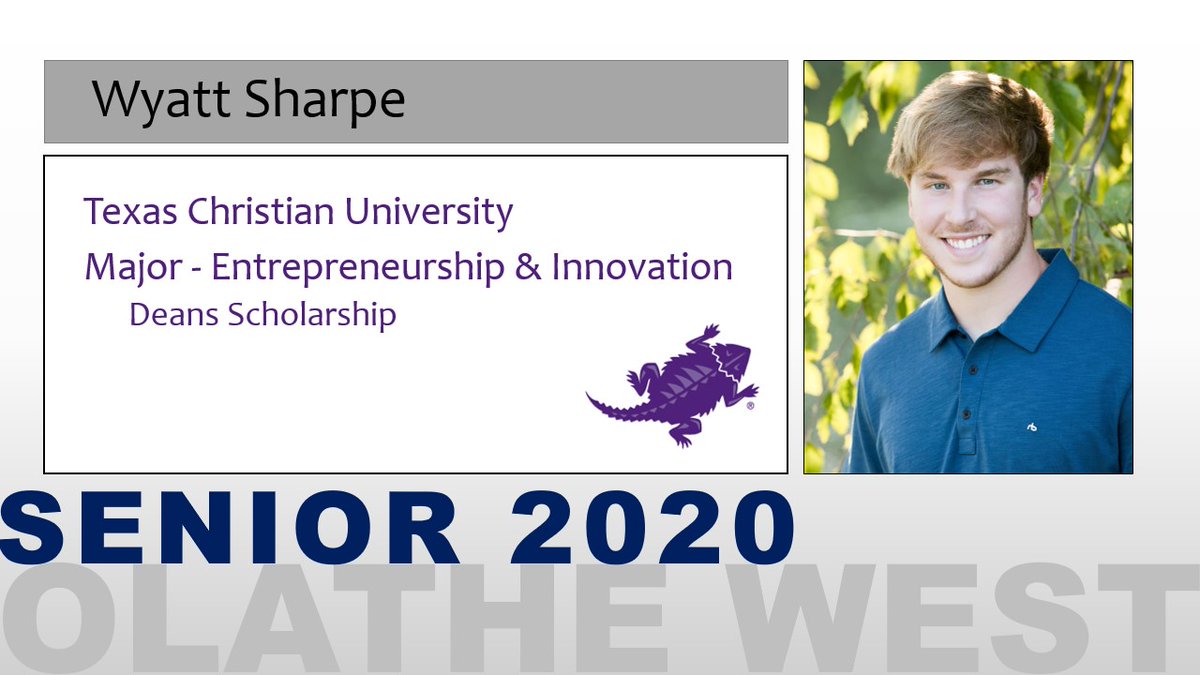 OWSeniorSigning's tweet photo. Congratulations to Wyatt Sharpe who has earned the Deans Scholarship to attend Texas Christian University!  Wyatt will major in Entrepreneurship and Innovation at TCU.  #owseniorsigning #GoFrogs https://t.co/IVictsbHaY