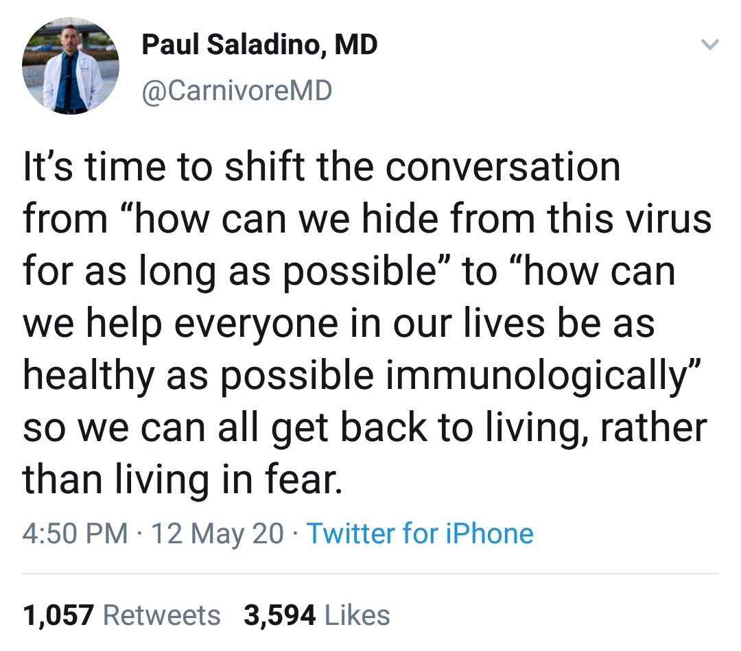 You don't fight a pandemic by telling people to be healthier. This isn't how viruses work or how immunology works, or how social determineants of health work. It should not be how doctors work.