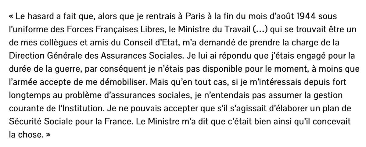 A ce sujet, le discours prononcé en 1985 (à l’occasion des festivités organisées pour commémorer les 40 ans de la Sécurité Sociale) par un des rédacteurs de l’ordonnance de 1945 donne une idée du contexte de l'époque.