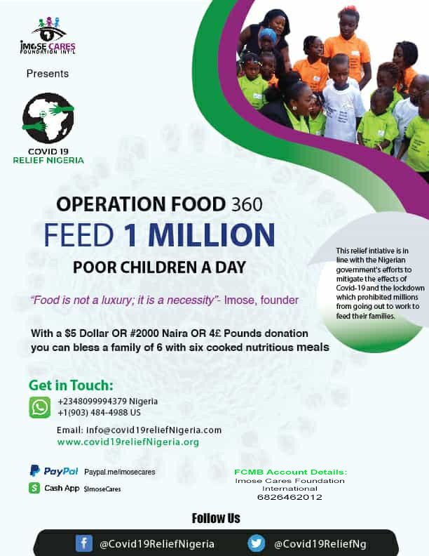 CovidReliefNg's tweet photo. Partner with us in our #COVIDー19 Response to aid poor families during the pandemic.
https://t.co/mBQrXv2REg
#ImoseCares #Covid19ReliefNigeria #OperationFeed1million #Food360 #FlattenTheCurve #NCDC #3moremonths #TogetherWeCan #BackToWorkSafely #COVID19Nigeria #paypal https://t.co/cYgvphNXEu
