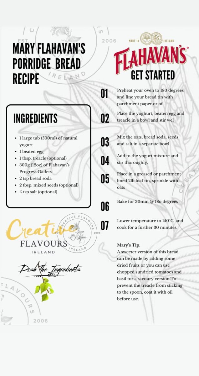 executive_chef1's tweet photo. Flahavan’s Oatlets Porridge Oats Bread Recipe. 

I am delighted this week  to link up with Flahavan's. 

This is one of Mary Flahavan's signature recipes - enjoy!

Check out Mary's Recipe on https://t.co/FhWUozWzn3 

#dishtheingredients #flahavans #recipe #oatbread #porridge https://t.co/dYQZl53xet
