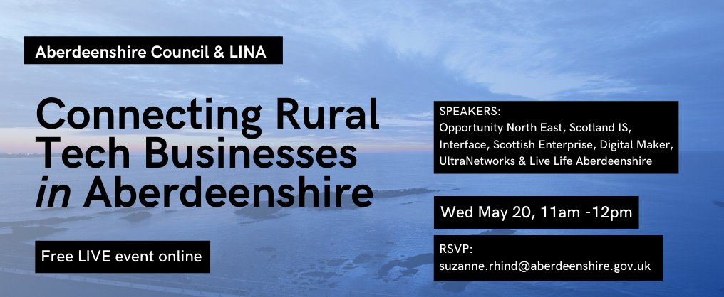 EconDevAbshire's tweet photo. 📢Calling #rural based #businesses in #Aberdeenshire to an #interactive #webinar hosted by @Aberdeenshire @EconDevAbshire &amp; @LINA_RGU Hear/discuss challenges/opportunities of being a rural business &amp; cyber security

📅11am-12 noon Wed 20 May 

📧Suzanne.rhind@aberdeenshire.gov.uk https://t.co/QuSlxTtTBx