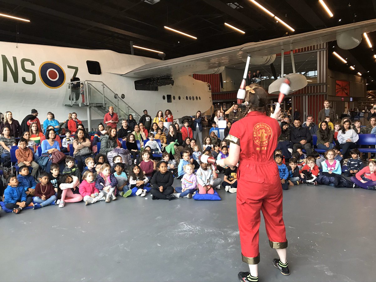 circus250's tweet photo. We’re flying! Was great to deliver #StrongWomenScience performances and workshops under the giant wings @RAFMUSEUM #London last summer, encouraging girls into #STEM - and into museums with machines #WomenInStem #GirlsInMuseums #MuseumsUnlocked #MuseumWeek https://t.co/A0WCFVdLxF