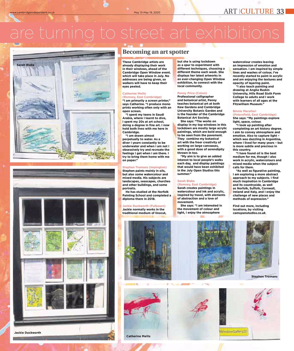 KateGreenART's tweet photo. Look who’s in @CambridgeIndy today! 
I’m coordinating the #openwindows2020 version of @CamOpenStudios this July.
From an ‘I wonder’ moment a few weeks back to 100+ artists signed up to bring colour, cheer and creativity to our streets!
#cosart2020 
#blessingourcommunity https://t.co/NHfoLaFc7d