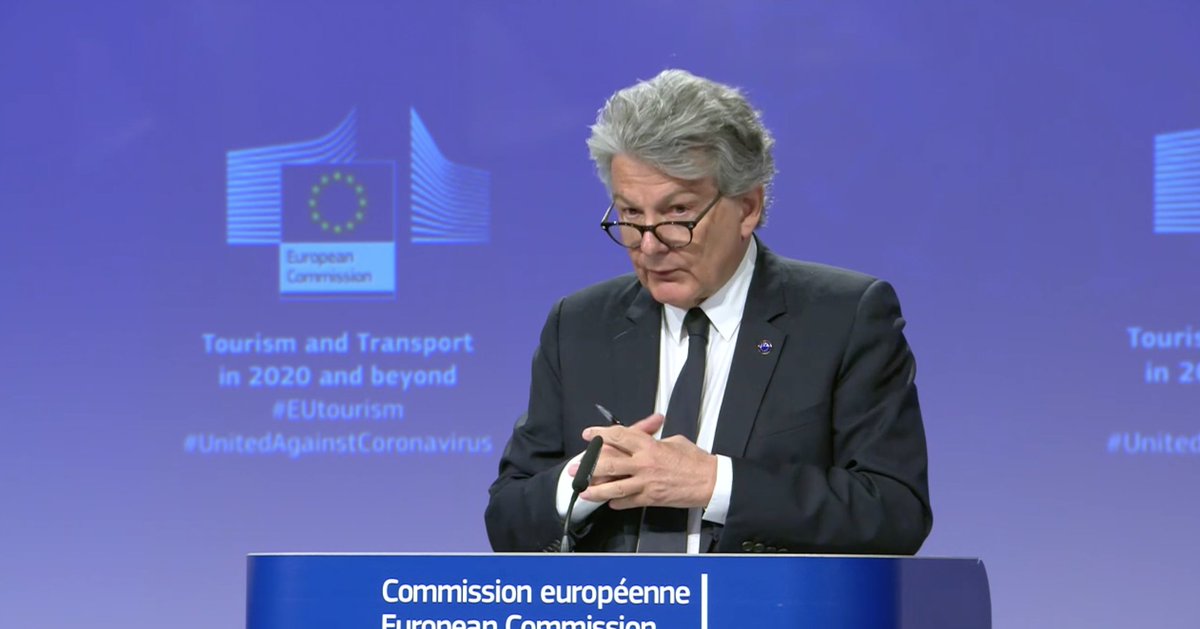 Commissioner  @ThierryBreton says his stance that national border closures are not desirable has not changed, and there are still not necessarily justifiable health reasons for these closures.But because of the extreme circumstances, they're leaving this decision to countries.