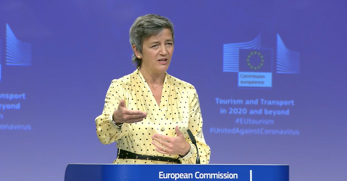 Asked about how these restrictions will apply to tourists who like to go to Europe's most popular beaches, or festivals,  @Vestager says "If you travel for crowds, this will be a very difficult summer""In most member states, until the end of August you can’t have big gatherings"