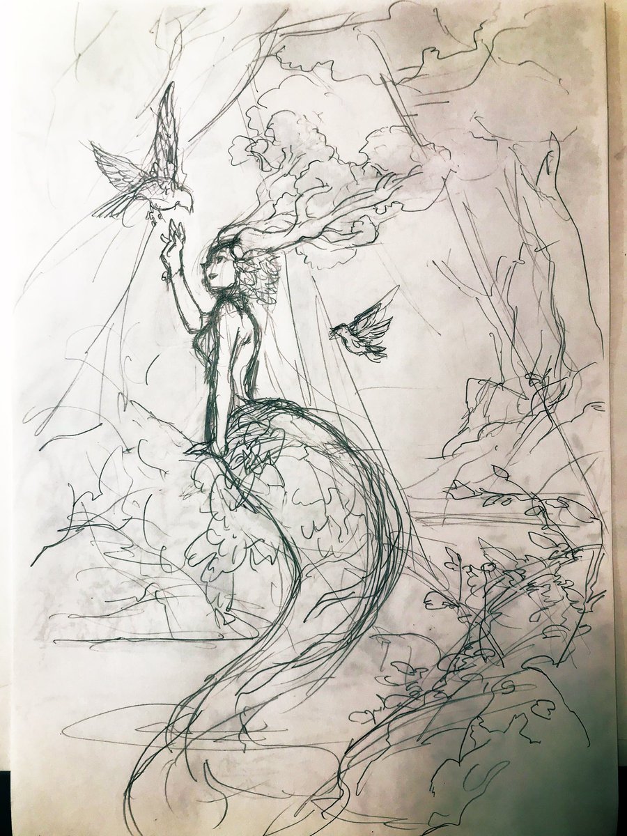 下書きと線画 