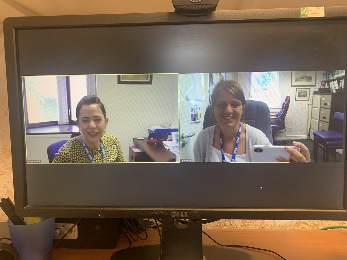 PCNWellbeinghub's tweet photo. Me and Sue having a Zoom catch up! It was so lovely to catch up, talk about how we are getting on and just generally how we are both feeling! It’s a strange time but at least we have eachother to offload 🌈💙 #gplinkworkers #friendsaswellascolleagues #bebacktogetherebeforelong https://t.co/i1bGpNxYAd